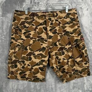Superdry‎ Camo Cargo Shorts Mens Medium Brown Beige Button Fly